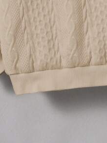 SHEIN 2pcs Boys' Casual Textured Fabric Sweatshirt And Denim Pants Set - Brown - View 5