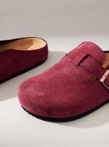 Solecia Women's Spring/Autumn New Fashion Thick Sole Mules Slip-On Closed Toe Loafers - Burgundy - View 5