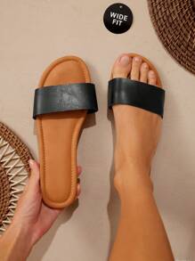 SHUZIA 女士宽版时尚百搭系带一脚蹬平底凉鞋母亲节礼物