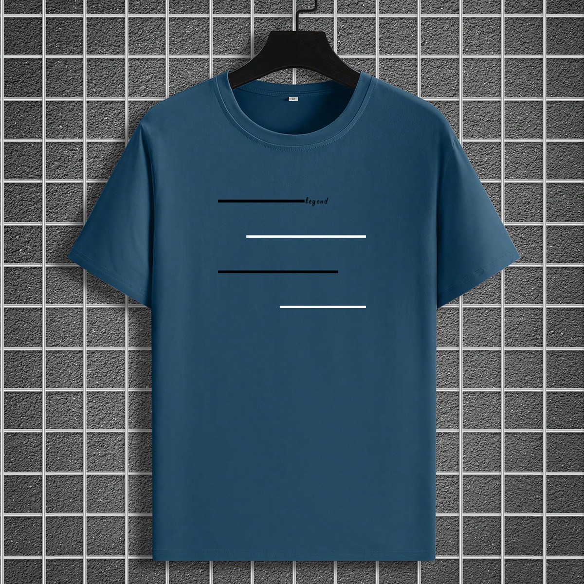 Camiseta de manga corta con cuello redondo y estampado de letras casual de talla grande para hombre, verano