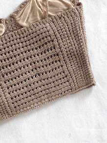 Soleia Top de punto minimalista y liso para mujer, adecuado para uso diario, vacaciones en la playa, primavera y verano, apto para otoño/invierno - Caqui - Ver 8