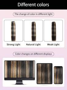 160g 10 Pcs/Set Highlight Clip In Real Human Hair Extensions Silky Straight Black Mixed With Brown Clip Ins Hair Extensions - S1/27 - View 4