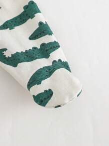 Cozy Pixies Baby Mädchen 5-teiliges Set: Cartoon Krokodil Muster gestrickter weicher Rundhals Langarm-Pullover, elastische Taillenhose, Hut, Handschuhe, Lätzchen