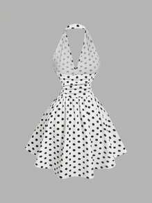 SHEIN MOD Women's V-Neck Slim Polka Dot Bodycon Dress,Black Homecoming Dress,Hollowed Costumes,Elegant Women Dresses,Sexy Dress,Polka Dot Dress,Rave Outfits Festival,Summer Dresses For Women