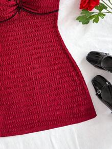 Soleia 白色针织纹理弹力吊带蕾丝浪漫休闲度假女式夏装