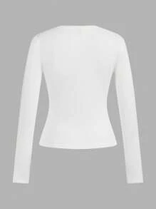 SHEIN EZwear 4 件套女士长袖圆领紧身长 T 恤套装，休闲风格适合夏季 - 彩色 - 查看 5