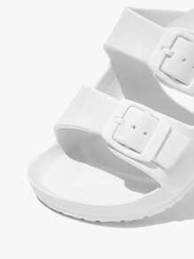 JNSQ 可爱米色EVA儿童拖鞋，轻便舒适，防滑，室内外均可穿着，适合青少年男孩和女孩 - 白色 - 查看 8