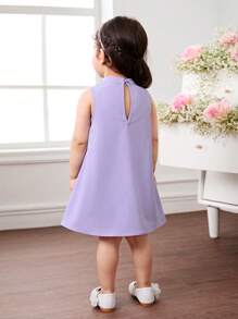 Babygirl 优雅紫色花朵无袖连衣裙，夏季 - 紫色 - 查看 2