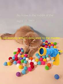 20/30/50 piezas Juguete para gatos con bolas de colores y pompones de colores aleatorios, juguete interactivo de alta elasticidad de felpa con disparador silencioso - Multicolor - Ver 5