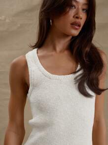 MUSERA Rib Knit Scoop Neck Fitted Sleeveless Tank Knit Top Spring Summer Cute Casual Spring Y2K 90's Casual Cute Airport Holiday Thanksgiving Chic