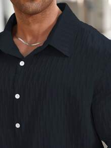 Manfinity Homme 大码男士纯色单排扣休闲短袖衬衫