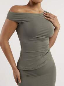 Silquee Sexy Mature Women's Premium Solid Color Asymmetric Shoulder Neck Set, Casual Fitted Spring/Summer Sexy Set, Basic Style Set, Soft Ultra-Stretchy Skin-Friendly Set, Zero Pressure Shaping, Double Layer Design Set, OKEO TEX Dress,Sage Green Set, Business Casual Daily Commute, Solid Slim Fit Casual Set,Knit Skin-Friendly Minimalism Set,Brunch Outfits,Holiday Two Pieces Set, Basic Set,Office Wear, Wedding Guest Set