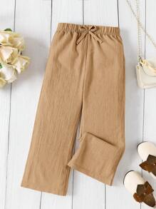 Pantalones de pierna ancha de tela estampada suelta y cómoda, versátiles y a juego, de color albaricoque, nuevas llegadas de primavera/verano, a juego con hermana y madre, ideal para vacaciones, verano y viajes