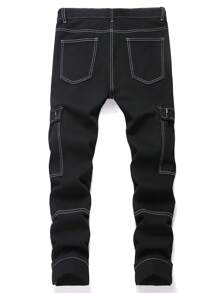 Manfinity LEGND Men's Solid Color Pleated Loose Straight Leg Jeans