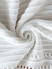 Soleia 欧美风格新款女式性感露背针织吊带镂空系带沙滩裙，春夏 - 白色 - 查看 7