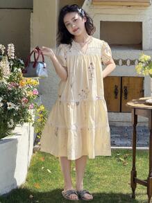 DAZY Tween Girl Fall Dress,Back To School Clothes Vacation - Apricot - View 6