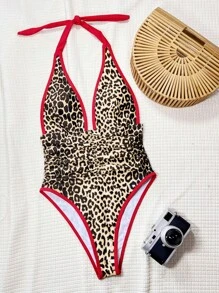 Swim SXY 1pc Women's Leopard Print Swimsuit, Stylish For Summer - Multicolor - View 4