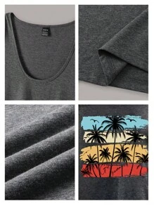 SHEIN LUNE Semplice vestito estivo casual con stampa di palme, adatto per le vacanze
