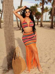 SHEIN SXY Vestidos de playa hawaianos para mujer de talla grande, conjuntos de vacaciones de verano, cubrecuerpos de playa. Adecuado para uso diario, festivales de música, conciertos, fiestas de carnaval, vacaciones en la playa, citas, cumpleaños, despedidas de soltera, club, vestimenta casual, compras, ropa de calle, salidas, que favorece la figura