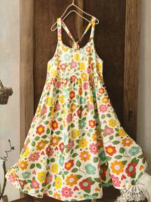 SHEIN LUNE Váy in hoa dễ thương thường ngày cỡ lớn cho nữ, thích hợp cho đi chơi, ở nhà, đi biển, du lịch, mùa hè - Nhiều màu - Xem 1