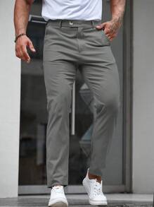 Manfinity Mode Pantalon de costume casual pour homme de couleur unie avec poche oblique