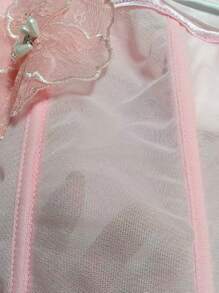 Sweetra Summer Elegant 3D Floral Decor Cropped Camisole - Pink - View 6