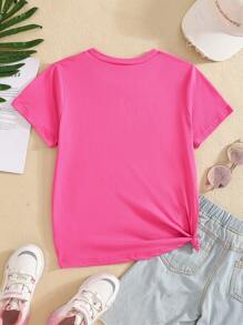 Áo thun tay ngắn cổ tròn in hình hoạt hình chú chuột lang dễ thương cho bé gái màu hồng tươi, áo thun mùa hè cho bé gái - Màu Hồng Tươi - Xem 5