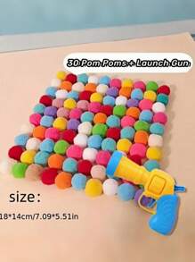 20/30/50 piezas Juguete para gatos con bolas de colores y pompones de colores aleatorios, juguete interactivo de alta elasticidad de felpa con disparador silencioso - Multicolor - Ver 8