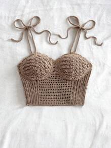 Soleia Top de punto minimalista y liso para mujer, adecuado para uso diario, vacaciones en la playa, primavera y verano, apto para otoño/invierno - Caqui - Ver 5