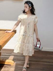 DAZY Tween Girl Fall Dress,Back To School Clothes Vacation - Apricot - View 3