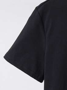 SHEIN Tween Boy Letter Print Short Sleeve T-Shirt And Plaid Pants Casual Pajama Set - Red - View 4