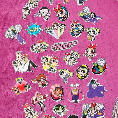 THE POWERPUFF GIRLS X SHEIN Nhãn dán hoạt hình Blossom, Bubbles, Buttercup, Nhãn dán giấy DIY dễ thương cho học sinh