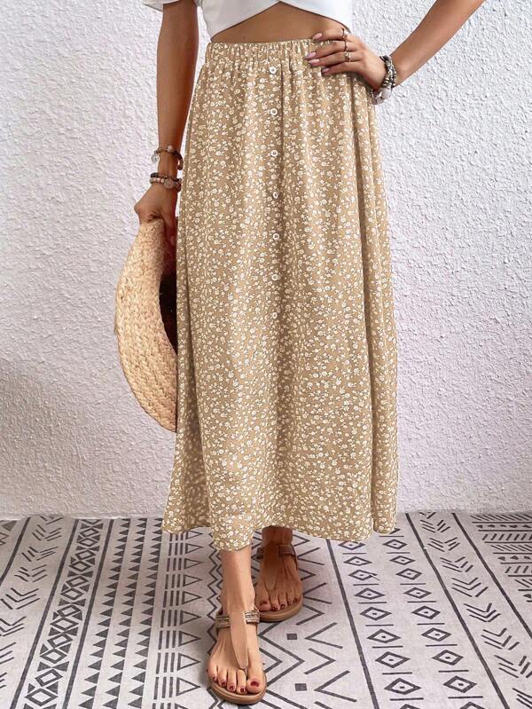 Breezaya Summer Casual Ditsy Floral Long Skirt