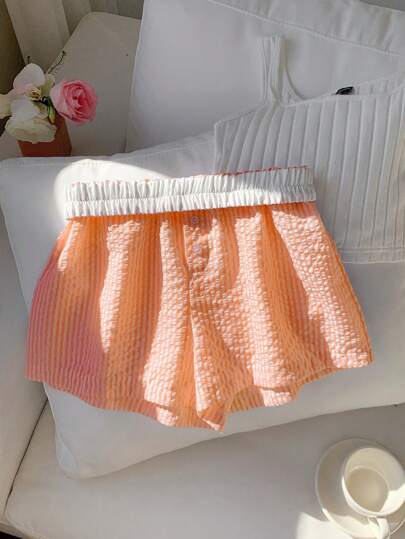 Comfortcana Women's Casual Striped Elastic Waist Shorts, Summer