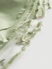 SHEIN MOD 绿色刺绣网眼蓬松抹胸连衣裙 - 彩色 - 查看 4