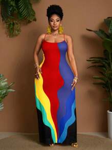 Maweii Plus Size Women Summer Sleeveless Long Dress - Multicolor - View 5