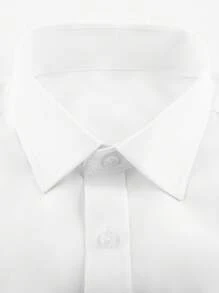 Manfinity Mode 男士夏季休闲刺绣细节短袖衬衫 - 白色 - 查看 3