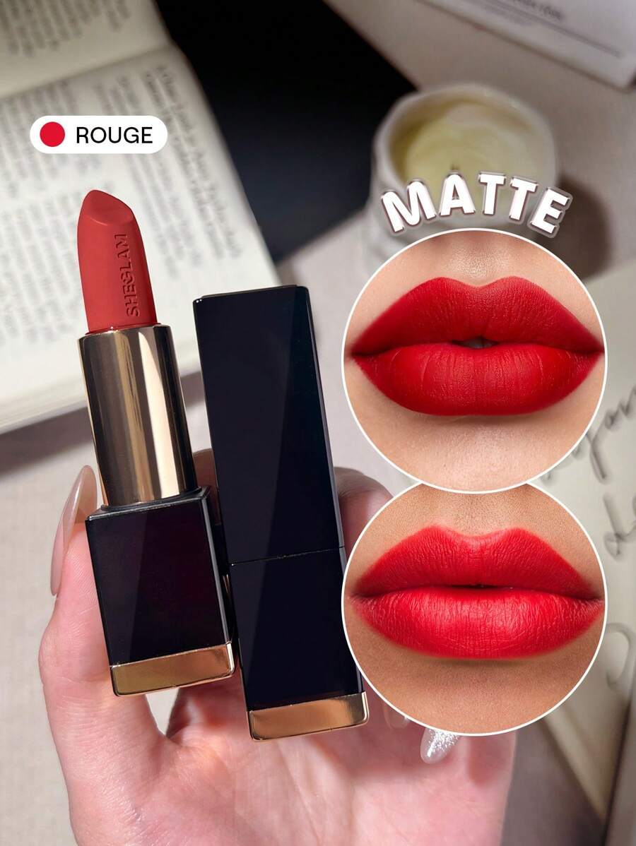 SHEGLAM Matte Allure Lipstick-Rouge 20 Colors Long Lasting Lipstick High Pigment Velvety Soft Lipstick Lip Combo Brand Beauty Makeup Face Paint Cosmetic For Women Girls Perfect For Winter Spring Ideal For Y2K Fancy Fashion Suitable For Birthday Gift Party Ready Best Color - Rouge - View 1
