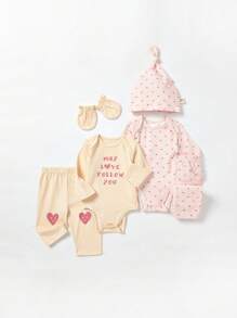 Cozy Pixies 新生嬰兒女童長袖連體褲和帽子套裝,贈禮盒內 - 粉色 - 查看 2