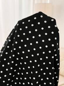 SHEIN Black And White Polka Dot Maternity Midi Dress With Lace Bow Detail And Short Sleeves - Black and White - View 7