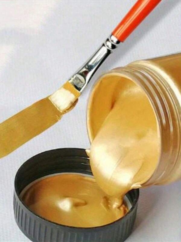 SHEIN Peinture acrylique métallique dorée 3,38oz/100ml, imperméable et résistante à la décoloration pour la coloration de statues, la peinture manuelle sur vêtements, les graffitis. Pigments pour la rentrée scolaire, fournitures scolaires