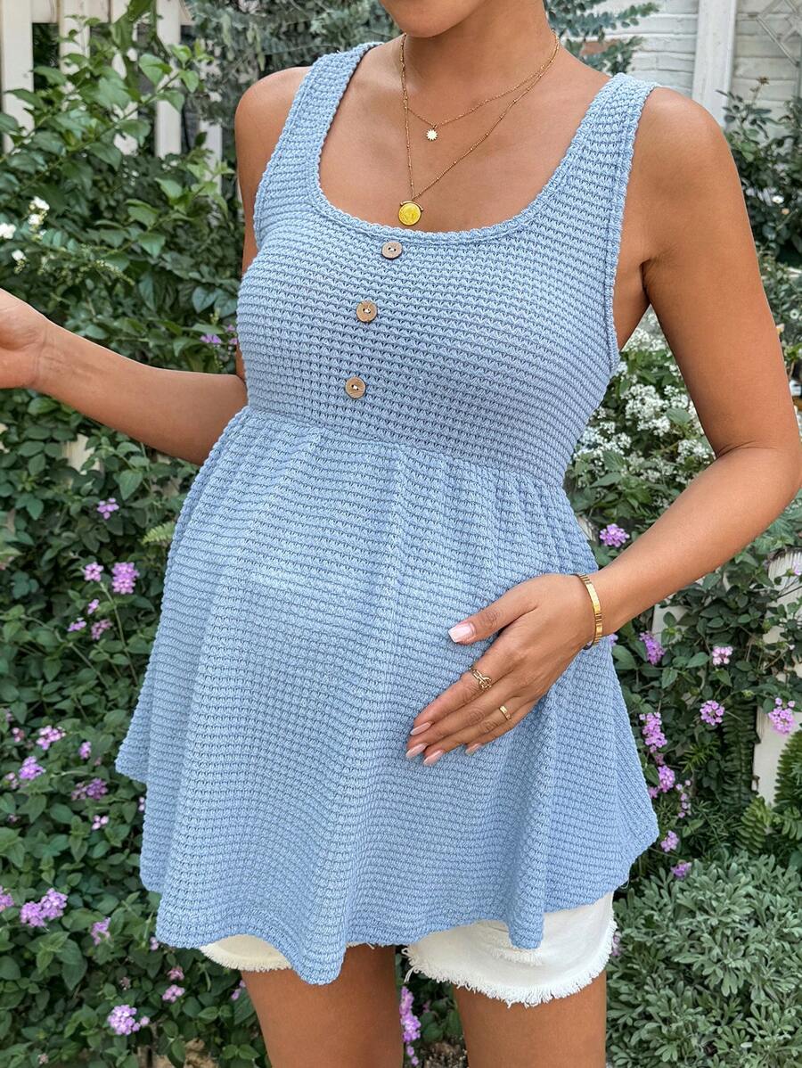 SHEIN Maternity Button Front Solid Tank Top