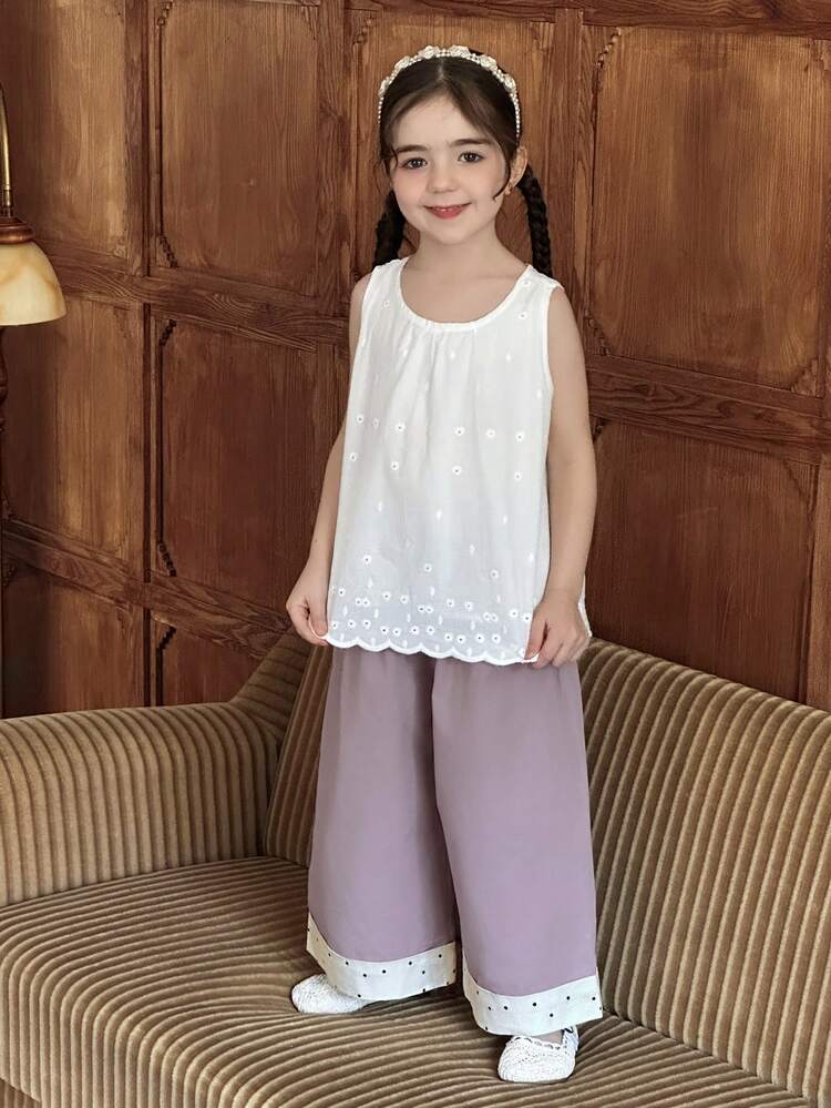 2pcs Young Girl Solid Color Camisole And Pants Set, Fashionable Summer Outfit