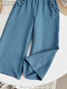 LMoss Kids LMoss年轻女孩阔腿宽松休闲纯色裤，适合春夏季