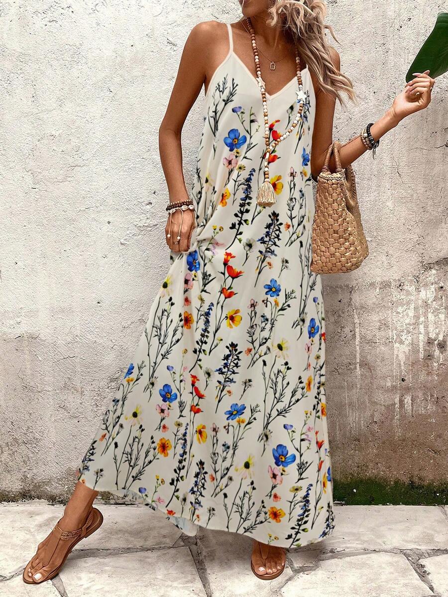 Breezaya Váy Maxi rộng rãi in hoa cỡ lớn cho nữ, mùa hè - Nhiều màu - Xem 1