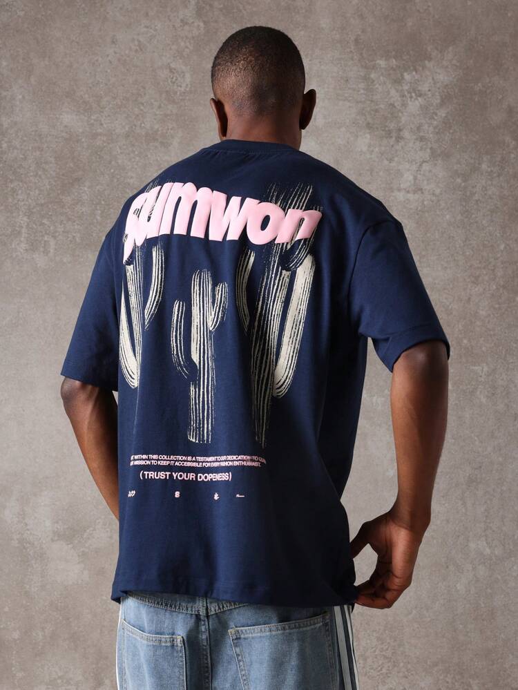 Desert Cactus Print Oversized Streetwear T-Shirt