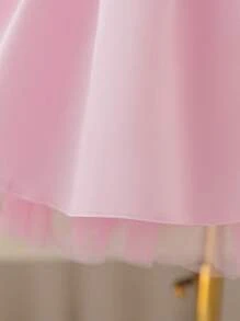 Glamorique Kids 白色圣诞老人派对礼服，优雅白色婚礼花童礼服，手工串珠大蝴蝶结公主裙，适合生日派对 - 粉色 - 查看 8