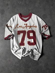 Manfinity Streetrush Maglietta oversize da uomo con grafica, stile sportivo, larga e morbida, abbigliamento da baseball per uomo