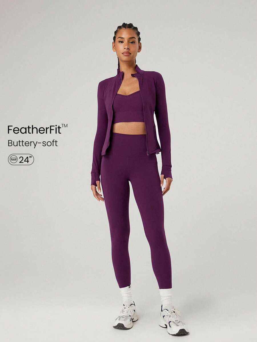 GLOWMODE 24" FeatherFit™ High-Rise Red Side Pocket Leggings Gym Fall Winter