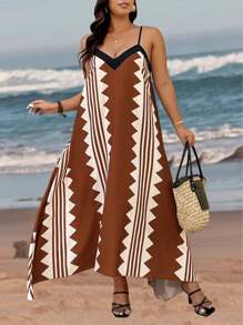 Breezaya Vestido camisero informal de estilo retro con estampado para vacaciones - Multicolor - Ver 3